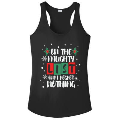 On The Naughty List And I Regret Nothing Christmas 2022 Gift Ladies PosiCharge Competitor Racerback Tank