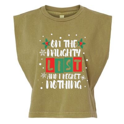 On The Naughty List And I Regret Nothing Christmas 2022 Gift Garment-Dyed Women's Muscle Tee