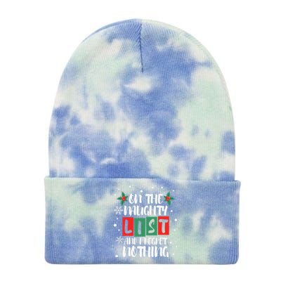 On The Naughty List And I Regret Nothing Christmas 2022 Gift Tie Dye 12in Knit Beanie