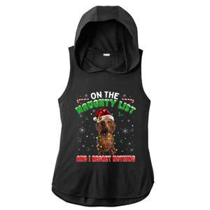 On The Naughty List And I Regret Nothing Dachshund Christmas Gift Ladies PosiCharge Tri-Blend Wicking Draft Hoodie Tank