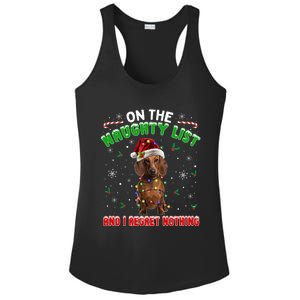 On The Naughty List And I Regret Nothing Dachshund Christmas Gift Ladies PosiCharge Competitor Racerback Tank