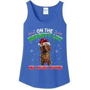 On The Naughty List And I Regret Nothing Dachshund Christmas Gift Ladies Essential Tank