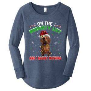 On The Naughty List And I Regret Nothing Dachshund Christmas Gift Women's Perfect Tri Tunic Long Sleeve Shirt