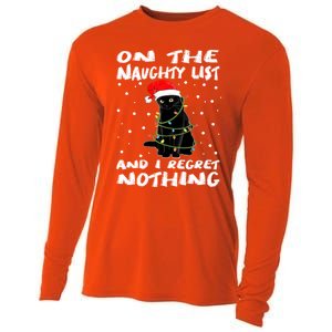 On The Naughty List And I Regret Nothing Black Cat Christmas Gift Cooling Performance Long Sleeve Crew