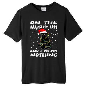 On The Naughty List And I Regret Nothing Black Cat Christmas Gift Tall Fusion ChromaSoft Performance T-Shirt