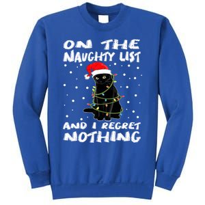 On The Naughty List And I Regret Nothing Black Cat Christmas Gift Sweatshirt