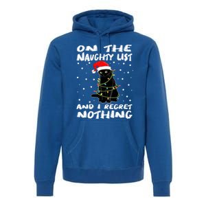 On The Naughty List And I Regret Nothing Black Cat Christmas Gift Premium Hoodie