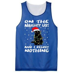 On The Naughty List And I Regret Nothing Black Cat Christmas Gift Mesh Reversible Basketball Jersey Tank