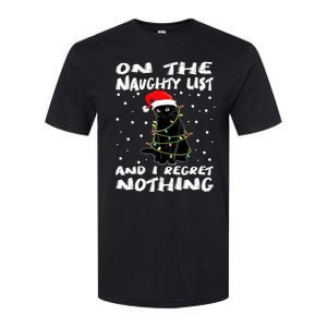 On The Naughty List And I Regret Nothing Black Cat Christmas Gift Softstyle CVC T-Shirt