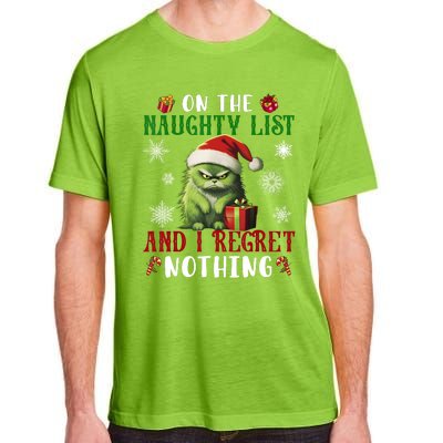 On The Naughty List And I Regret Nothing Cat Christmas Lover Adult ChromaSoft Performance T-Shirt