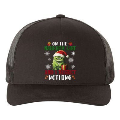 On The Naughty List And I Regret Nothing Cat Christmas Lover Yupoong Adult 5-Panel Trucker Hat