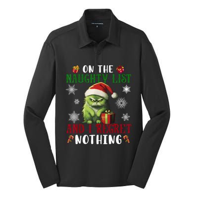 On The Naughty List And I Regret Nothing Cat Christmas Lover Silk Touch Performance Long Sleeve Polo