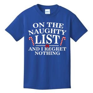 On The Naughty List And I Regret Nothing Funny Xmas Gift Kids T-Shirt