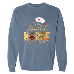 One Thankful Nurse Thanksgiving Turkey Day Nurse Gift Garment-Dyed Sweatshirt