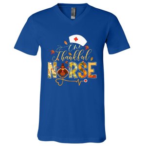 One Thankful Nurse Thanksgiving Turkey Day Nurse Gift V-Neck T-Shirt