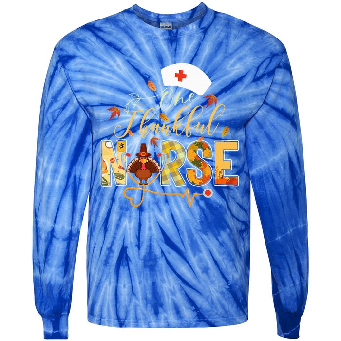 One Thankful Nurse Thanksgiving Turkey Day Nurse Gift Tie-Dye Long Sleeve Shirt