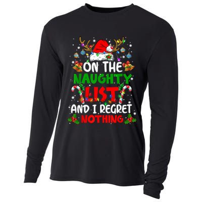On The Naughty List And I Regret Nothing Christmas Santa Hat Gift Cooling Performance Long Sleeve Crew