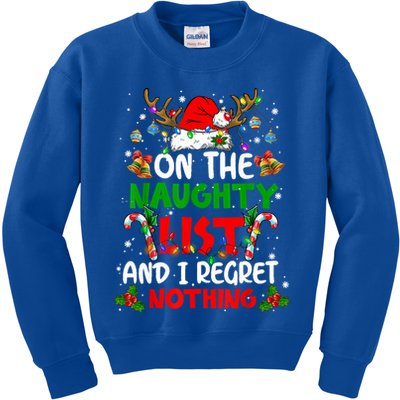 On The Naughty List And I Regret Nothing Christmas Santa Hat Gift Kids Sweatshirt