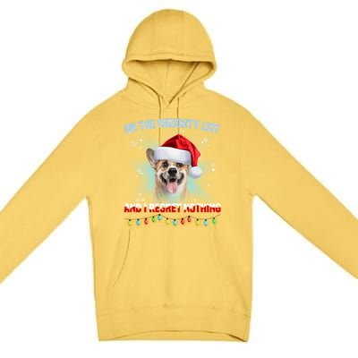 On The Naughty List And I Regret Nothing Corgi Christmas Gift Premium Pullover Hoodie