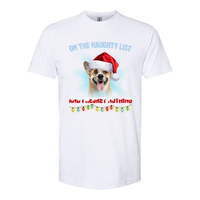 On The Naughty List And I Regret Nothing Corgi Christmas Gift Softstyle® CVC T-Shirt