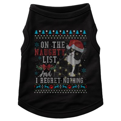 On The Naughty List And I Regret Nothing Cat Christmas Gift Doggie Tank