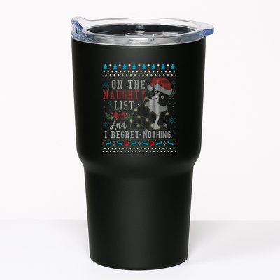 On The Naughty List And I Regret Nothing Cat Christmas Gift Tumbler