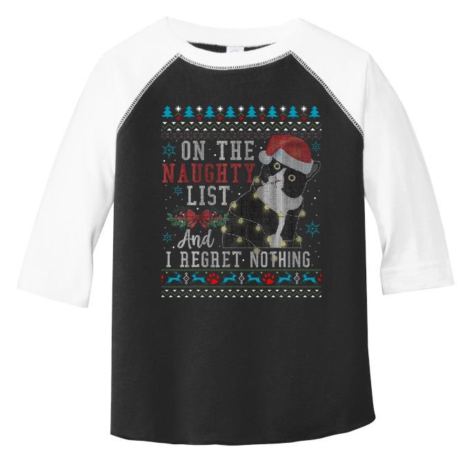 On The Naughty List And I Regret Nothing Cat Christmas Gift Toddler Fine Jersey T-Shirt
