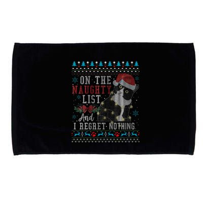 On The Naughty List And I Regret Nothing Cat Christmas Gift Microfiber Hand Towel