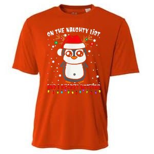 On The Naughty List And I Regret Nothing Funny Penguin Xmas Cooling Performance Crew T-Shirt