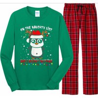 On The Naughty List And I Regret Nothing Funny Penguin Xmas Long Sleeve Pajama Set