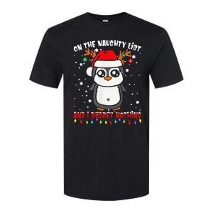 On The Naughty List And I Regret Nothing Funny Penguin Xmas Softstyle CVC T-Shirt