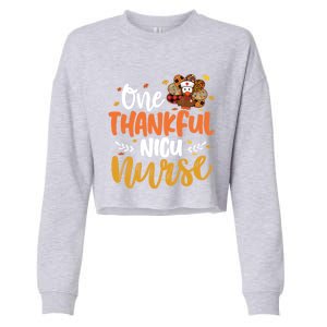 One Thankful Nicu Nurse Turkey Leopard Thanksgiving Gift Cropped Pullover Crew