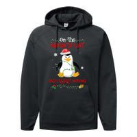 On The Naughty List And I Regret Nothing Penguin Christmas Performance Fleece Hoodie