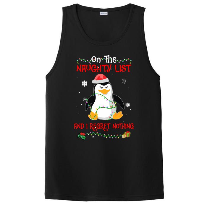 On The Naughty List And I Regret Nothing Penguin Christmas PosiCharge Competitor Tank