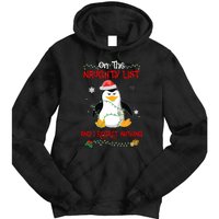 On The Naughty List And I Regret Nothing Penguin Christmas Tie Dye Hoodie