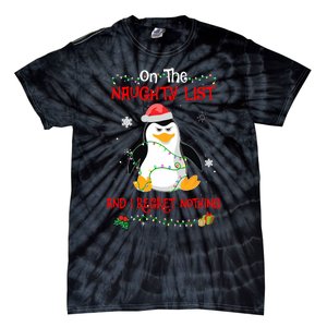 On The Naughty List And I Regret Nothing Penguin Christmas Tie-Dye T-Shirt