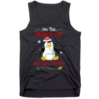 On The Naughty List And I Regret Nothing Penguin Christmas Tank Top