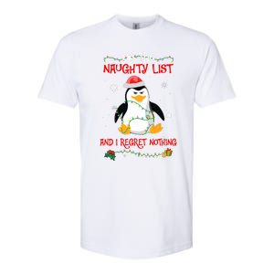 On The Naughty List And I Regret Nothing Penguin Christmas Softstyle CVC T-Shirt