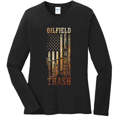 Oilfield Trash Not For The Weak For Oil Rig And Gas Workers Ladies Long Sleeve Shirt