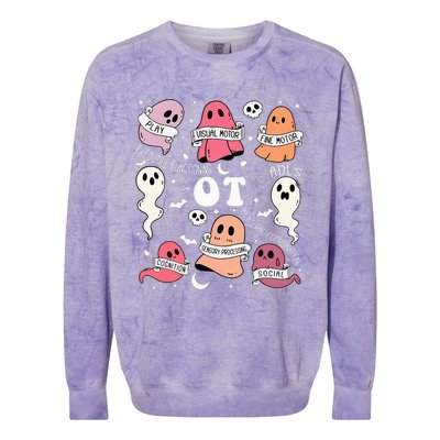 Occupational Therapy OT OTA Halloween Spooky Cute Ghosts Colorblast Crewneck Sweatshirt