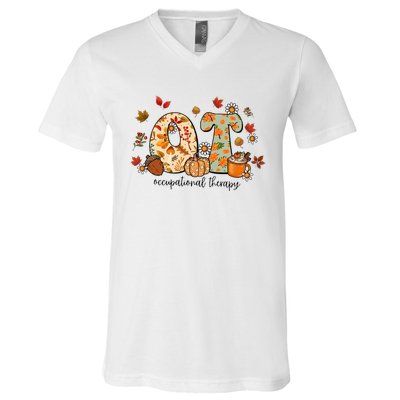 Occupational Therapy Ot Autumn Fall Special Education OTA V-Neck T-Shirt