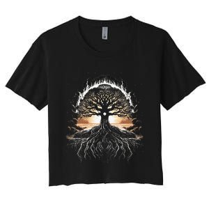 Odin Tree Of Life Viking Valhalla Pagan Women's Crop Top Tee