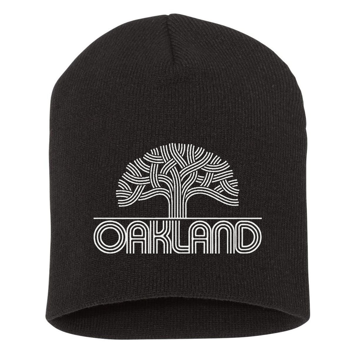 Oakland T Oak Tree Design Short Acrylic Beanie