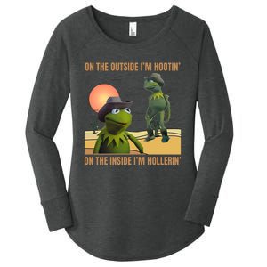 On The Outside IM Hootin’ On The Inside IM Hollerin’ Women's Perfect Tri Tunic Long Sleeve Shirt