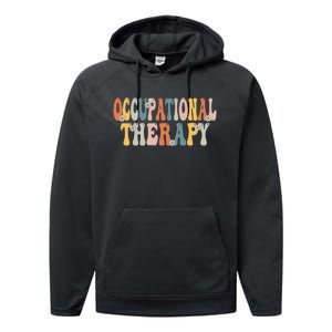 Occupational Therapy OT Therapist OT Month Groovy Retro Performance Fleece Hoodie