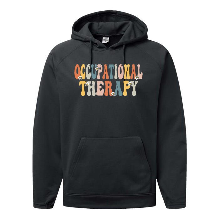 Occupational Therapy OT Therapist OT Month Groovy Retro Performance Fleece Hoodie