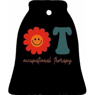 Occupational Therapy Ot Therapist Ot Month Groovy Retro Ceramic Bell Ornament