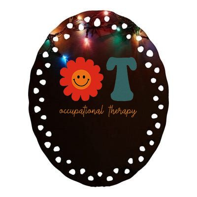 Occupational Therapy Ot Therapist Ot Month Groovy Retro Ceramic Oval Ornament