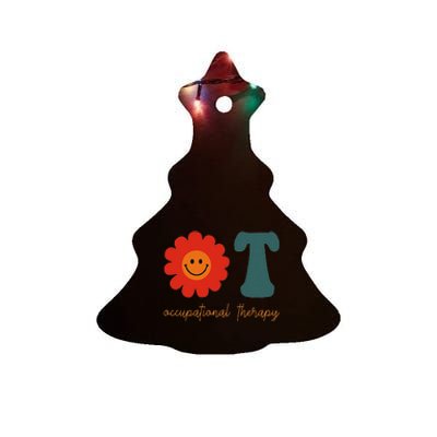 Occupational Therapy Ot Therapist Ot Month Groovy Retro Ceramic Tree Ornament