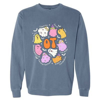 Occupational Therapy Ot Ota Cute Ghost Hippie Halloween Garment-Dyed Sweatshirt